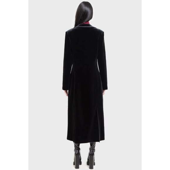 Killstar Womens Shadowborne Coat Sz XL Black Velvet Maxi Full Length Goth NWT - Picture 3 of 13
